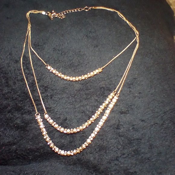 NY Silver tone, 20 inch, very shiny clear stones necklace - Picture 1 of 4